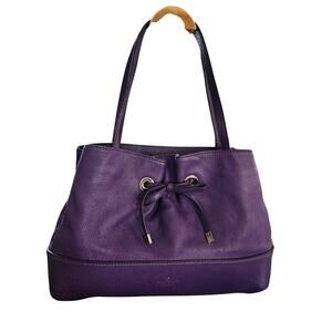 Kate Spade Marianne Purple pebbled leather tote shoulder bag bow detail